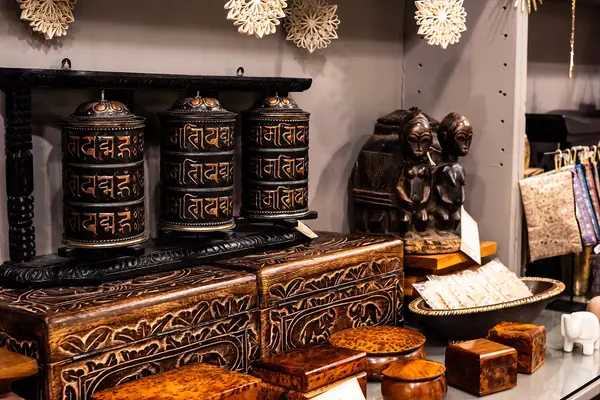 Traditional Indian carved wooden chests and cabinets