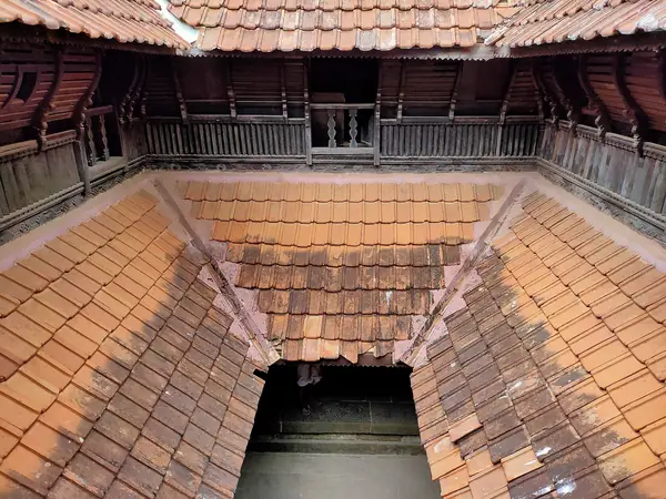 Tiled inner courtyard of a traditional South Indian palace